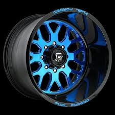 Black And Blue Wheels For Trucks Fuel Forged Ff19 Transparent Blue Center Black Lip Rims For Cars Rims And Tires Custom Wheels