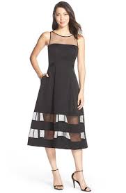 Aidan Mattox Illusion Skirt Fit Flare Dress Available At Nordstrom Fit And Flare Cocktail Dress Fit N Flare Dress Tea Length Cocktail Dresses