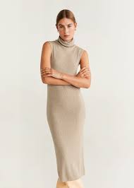 Ribbed Long Dress Women Mango Usa Women Long Dresses Womens Dresses Sleeveless Knit Dress