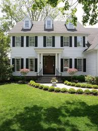 Black And White House With Wood Door White House Design Ideas Pictures Remodel And Decor Traditional Exterior Colonial House Colonial Exterior