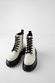 Black Boots White Sole Treaded Sole Lace Up Leather Ankle Boots In 2020 Lace Up Ankle Boots Leather Ankle Boots White Lace Up Boots