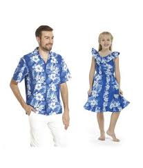 Father Daughter Matching Set Men Aloha Shirt And Girl Dress With White Floral In Blue Groomsmen Attire Beach Wedding Hawaii Outfits Shirts For Girls