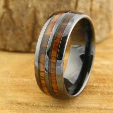 Barrel Ceramic Koa Wood Ring Mens Wedding Bands Unique Mens Wedding Bands Wood Wedding Ring Mens