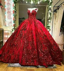 Luxury Couture Sequinned Red Wedding Dress Redweddingdresses Gowns Ball Gowns Red Ball Gowns