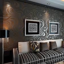 Black And Grey Wallpaper For Living Room Black Brown Wall Pattern Black White Paintings Accent Wall Colors Grey White Black Sofa In 2020 Accent Walls In Living Room Accent Wall Living Room Decor Inspiration