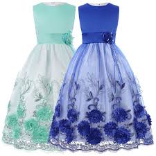 New Party Sleeveless Kids Blue Flower Girls Dress Age 2 3 4 5 6 7 8 9 10 11 12 Princess Flower Girl Dresses Flower Girl Dresses Blue Flower Girl Dresses