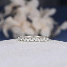 Unique Cluster Band Moissanite Band Cluster Ring Yellow Gold Etsy Diamond Wedding Bands Art Deco Wedding Band Vintage Engagement Rings