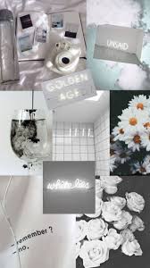 Aesthetic White Wallpaper Poster Bunga Seni Buku Ruang Seni