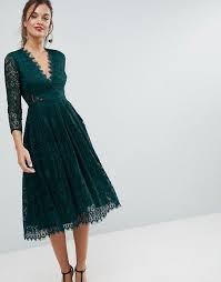 Asos Long Sleeve Lace Midi Prom Dress Women S Holiday Dress Holiday Style Green Dress Women S Lace Midi Dress Green Lace Dresses Winter Wedding Outfits
