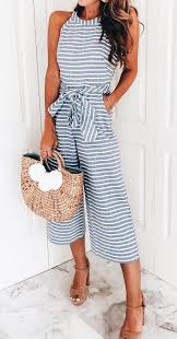 Black And White Striped Jumpsuit Outfit Ideas Striped Sleeveless Jumpsuit Summer Fashion Cute Summer Outfits Casual Jumpsuit