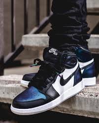Jordan 1 Mid Patent Black White Gold On Feet Pin On Fashion