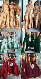 Deep V Neck Bridesmaid Dresses With Split Side For Wedding From Dressydances In 2020 Elegant Bridesmaid Dresses Long Bridesmaid Dresses Bridesmaid Dresses