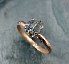 Reserved Raw Diamond Engagement Ring Rough Uncut 14k Rose Gold Wedding Ring Grey Diamond Wedding Set Stacking Rough Diamond Ringbyangeline Raw Diamond Engagement Rings Diamond Wedding Sets Raw Diamond Engagement