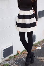 Black And White Dress With Black Tights Stripes On By Fringe Lace On Lucky Community Fashion Black And White Skirt White Striped Skirt