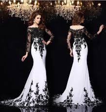 Black And White Long Sleeve Gown Black And White Evening Dresses Long Mermiad Prom Dress Long Sleeve Appliques B Lace Evening Dresses Long Sleeve Lace Evening Dress Long Sleeve Evening Dresses