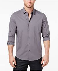 Alfani Men S Stretch Modern Solid Shirt Created For Macy S Reviews Casual Button Down Shirts Men Macy S Shirts Grey Shirt Dress Gray Shirt Outfit