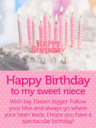 Sweetest Birthday Message For Her Have A Spectacular Day Happy Birthday Wishes Card For Niece Birthday Greeting Cards By Davia Happy Birthday Niece Niece Birthday Wishes Happy Birthday Wishes Cards