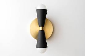 Black And Gold Light Fixture Bathroom Black Gold Sconce Mid Century Wall Sconce Cone Wall Light Brass Wall Fixture Vanity Lighting Bathroom Lights Model No 4717 Brass Wall Light Wall Lights Wall Fixtures