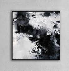 Black And White Canvas Painting Black White Paintinglarge Abstract Painting Horizontal Wall Etsy Large Abstract Painting Abstract Canvas Painting Abstract Painting