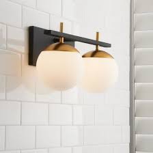 Black And Gold Light Fixture Bathroom Maybe With A Little Black To Offset The Gold To Not Look Too Matchy Matchy Vanity Lighting Circular Chandelier Contemporary Bathroom Designs