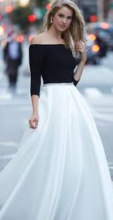 Black And White Long Sleeve Gown Black And White Long Prom Dress Off The Shoulder Half Sleeves Prom Dress By Rosyp Prom Dresses With Sleeves White Prom Dress Long Black And White Long Dresses