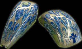Custom Black And Blue Motorcycle Motorcycle Black And Blue Flames Paint Jobs Art Professional Custom Paint And Airbrush Art Work Custom Paint Motorcycle Airbrush Designs Gas Tank Paint