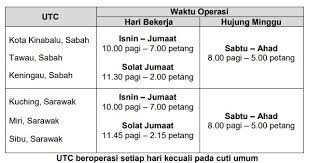 Waktu Operasi Utc Sabah Sarawak Dipendekkan