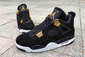 Black And Gold Retro 4s Regally Decorated Sneakers Sneakers Men Fashion Sneakers Fashion Air Jordans