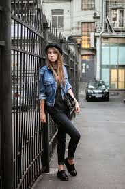 Black Pants And Blue Denim Jacket Women S Blue Denim Jacket Black Crew Neck T Shirt Black Skinny Jeans Black Leather Oxford Shoes Black Leather Oxford Shoes Shoes For Skinny Jeans Blue Denim Jacket