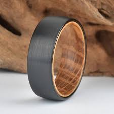 Whisky Barrel Mens Wood Wedding Band Black Tungsten Wood Ring Etsy Mens Wedding Rings Black Black Wedding Rings Mens Wood Wedding Bands