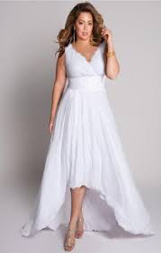 Plus Size Lace Wedding Dresses Modern Perfect For Beach Wedding V Neck Hi Low White Brida Casual Wedding Dress Wedding Dresses High Low Plus Size Wedding Gowns
