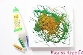 Malen Mit Glitzer Und Kleber Kinder Leinwand Gestalten Ideen Canva Painting Ideas Glitter Glue Herbs Glitter Glue Beautiful