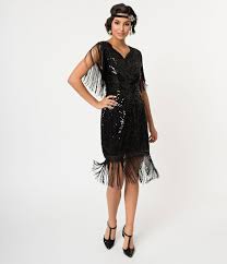 Banned Black Sequin Fringe Great Gatsby Cocktail Flapper Dress Gorgeous Black Dress Flapper Dress 1920s Fashion Women