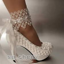 Su Cheny Flats Lace Ribbon Ankle Pearls Wedding Bridal Pump Heels Shoes Size5 13 Ebay Wedding Shoes Heels Bridal Pumps Wedding Shoes Bride