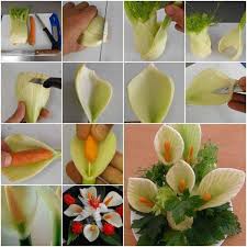 Calla Blumen Aus Fenchen Und Karotten Machen Obst Und Gemuse Gemuseschnitzen Essen Skulptur