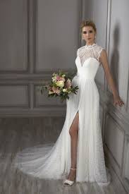 Romantic Lace Wedding Dress With Keyhole Back Adrianna Papell Collection Slit Wedding Dress Tailored Wedding Dress Wedding Dress Pictures