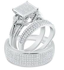 Home Love Heart Wed Wedding Ring Trio Sets Engagement Rings Couple Engagement Rings Affordable