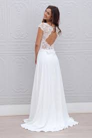 Keyhole Back Embroidered Cap Sleeve Ivory Illusion A Line Long Vintage Chiffon Wedding Dress 2 Jpg 5 Cheap Wedding Dress Wedding Dresses Bridal Wedding Dresses