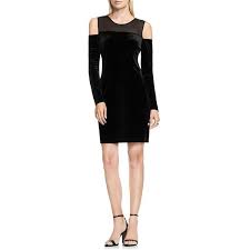 Women S Vince Camuto Velvet Cold Shoulder Dress 99 Liked On Polyvore Featuring Dresse Long Sleeve Velvet Dress Sheer Long Sleeve Dress Cold Shoulder Dress