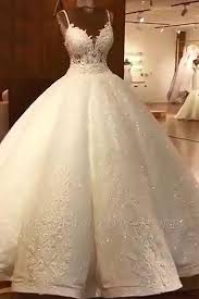 Stunning Ball Gown Wedding Dresses Spaghetti Straps Lace Bridal Gown In 2020 Ball Gowns Wedding Ball Gown Wedding Dress Cheap Wedding Dress