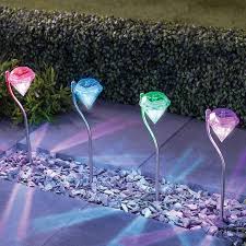 Solarlampe Fur Garten Mit 4er Set Farbwechsel Edelstahl Diamant Led Solarleuchten Garten Stecker Laternen F Solarlampen Garten Rasenbeleuchtung Solarleuchten
