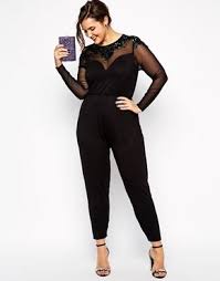 Black And Gold Romper Plus Size Asos Curve Exclusive Plus Size Jumpsuit With Jet Bead Embellishment Plus Size Jumpsuit Plus Size Outfits Fashion