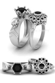 Skull Engagement Ring Wedding Band Set Dfine Jewelry Store Skull Engagement Ring Skull Wedding Ring Engagement Rings Wedding Bands Set