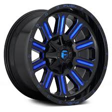 Black And Blue Wheels For Trucks Fuel D646 Hardline 1pc Gloss Black With Candy Blue Accents Fuel Wheels Truck Rims Wheel Rims