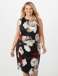 Plus Size Floral Sheath Scuba Dress Dressbarn