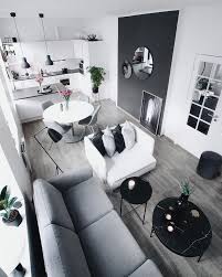 Black And White Modern House Interior Creative And Inexpensive Cool Ideas Minimalist Decor With Color Black White Modern Modern Minimalist Bedroom Mid Century Living Room Decor Apartment Interior