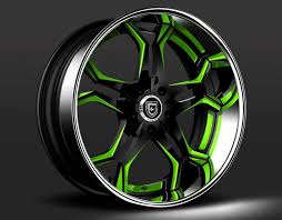 Black And Neon Green Rims Custom Black And Green Finish Custom Wheels Cars Rims For Cars Alloy Wheels Cars
