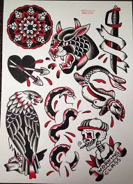 Black American Traditional Tattoo Flash Black And Red Original Watercolour Traditional Tattoo Flash Traditional Tattoo Sleeve Traditional Style Tattoo Traditional Tattoo Flash
