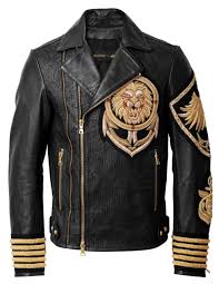 Black And Gold Jacket Handmade Men S Balmain X H M Black Gold Metal Embroidered Lion Leather Jacket Outerwear Leather Jacket Men Style Leather Jacket Men Leather Jacket Style