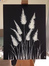 Black And White Canvas Painting Black And White Painting Acrylic Paint On Canvas Toetoe Grass Black Canvas Art Black Canvas Paintings Canvas Painting Diy